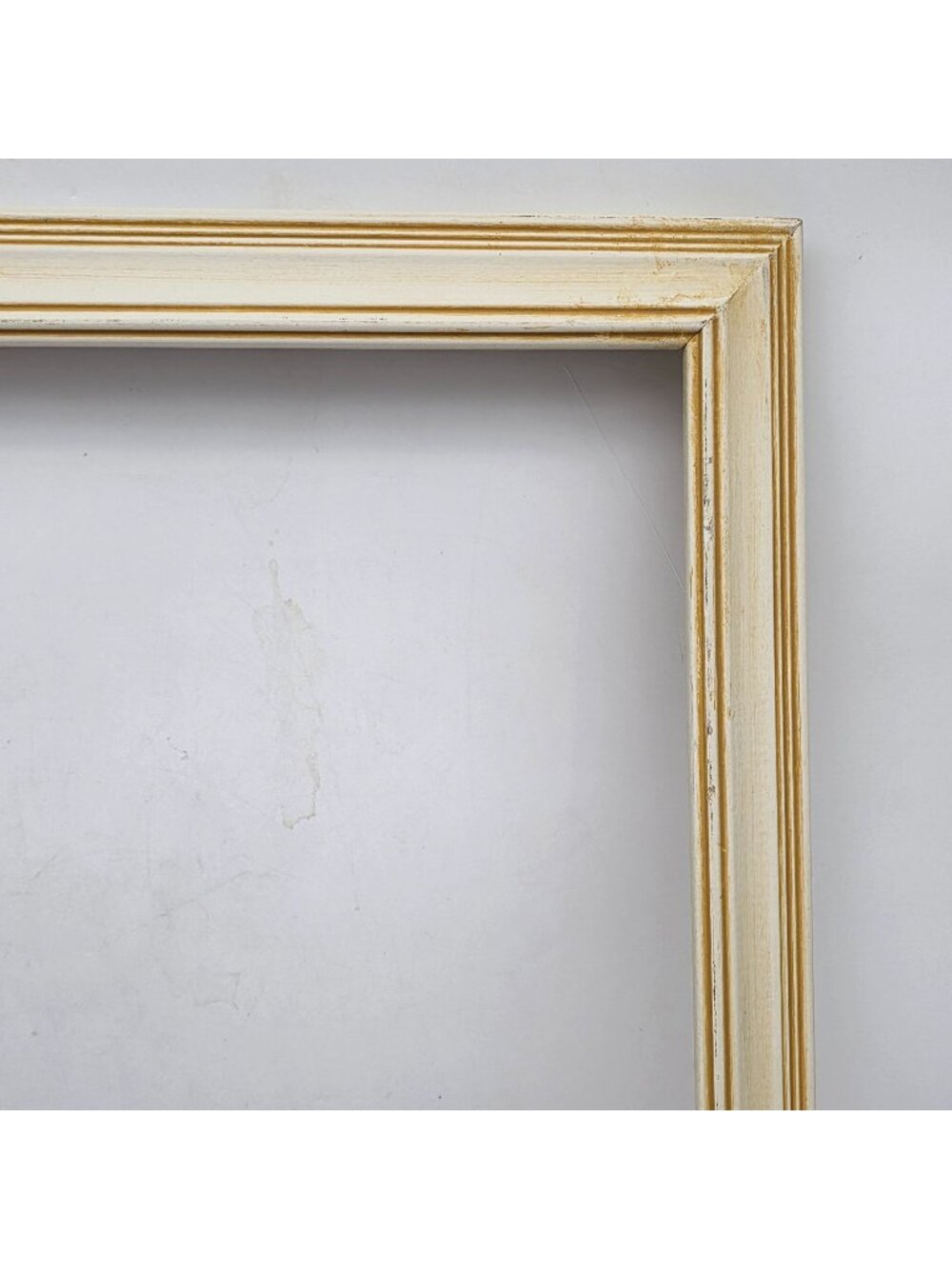 Vintage Cream & Gold Wooden Picture Frame 16"x20" Open Frame Distressed Finish